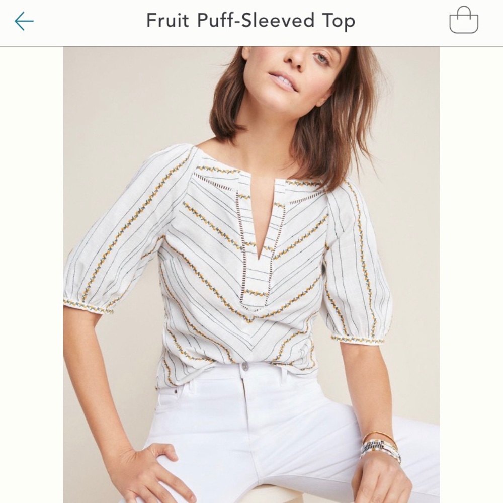 Anthropologie Maeve Puff-Sleeve Top Size 4